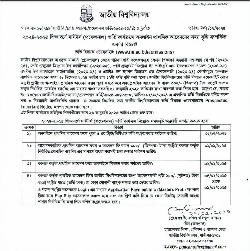 NU Bachelor of Laws LLB Admission Circular 2025 এলএলবি ভর্তি